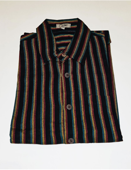 Nepal striped cotton shirt with short sleeves