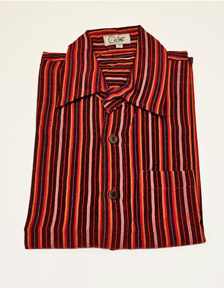 Nepal striped cotton shirt with short sleeves