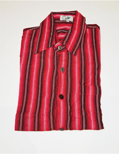 Nepal striped cotton shirt with short sleeves