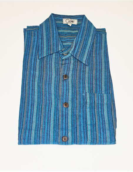 Nepal striped cotton shirt with short sleeves