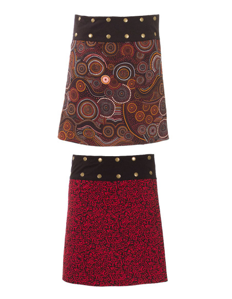 Jupe coton réversible 2 imprimés 47cm