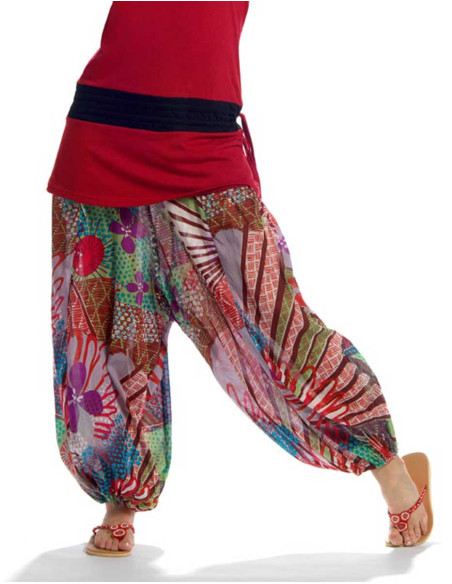 Pantalon femme voile de coton zouave imprimé