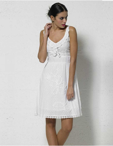 Robe coton blanc dentelle doublée