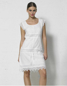 White cotton lace lined dress