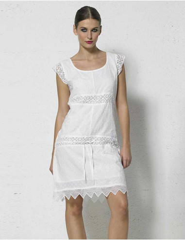 White cotton lace lined dress