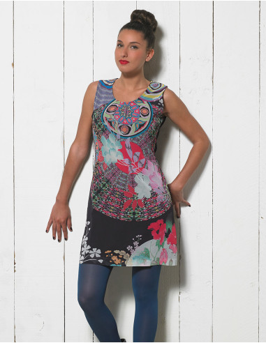 Robe polyester imprimé dos maille coton
