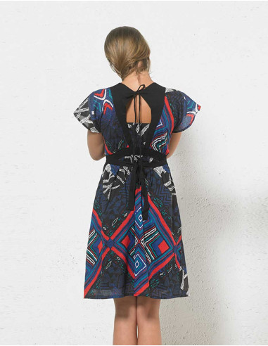 Robe coton voile doublée manches