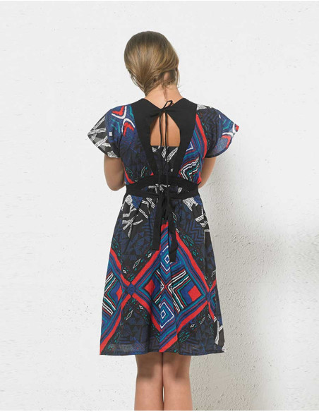 Robe coton voile doublée manches