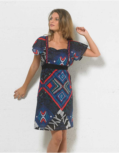 Robe coton voile doublée manches