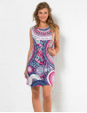 Robe maille polyester imprimée droite