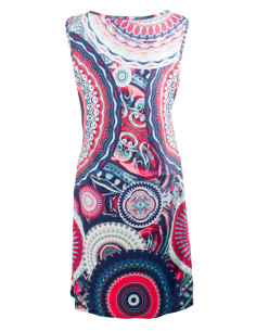 Straight-cut printed polyester knit dress 2