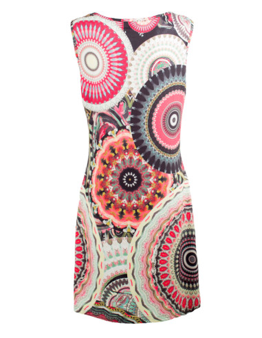 Straight-cut printed polyester knit dress