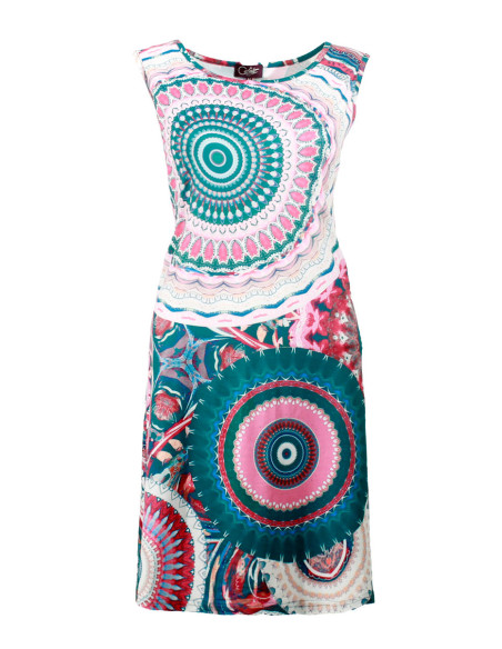 Straight-cut printed polyester knit dress