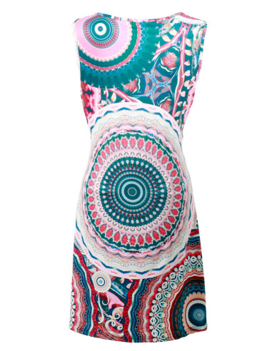 Straight-cut printed polyester knit dress