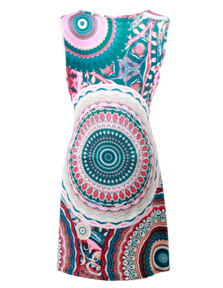 Straight-cut printed polyester knit dress