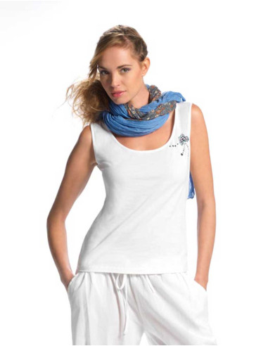 Cotton tank top with floral pattern