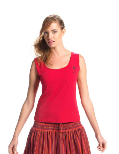 Cotton tank top with floral pattern