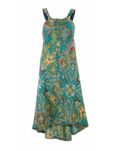 Long polyester dress with istanbul print