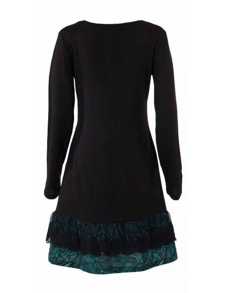 Robe courte manches longues volants