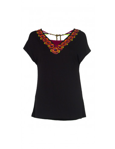 95% rayon 5% spandex tee shirt with short sleeves