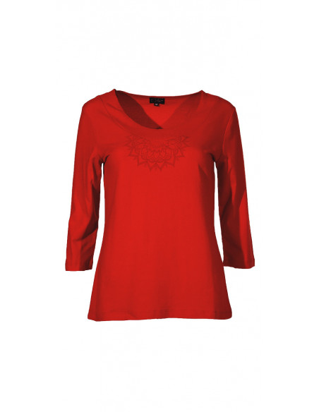 97% cotton 3% spandex plain tee shirt with 3/4 sleeves