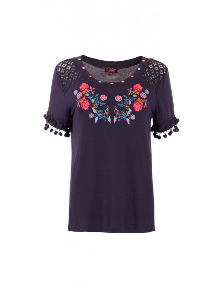 TShirt Dentelle Et Pompons
