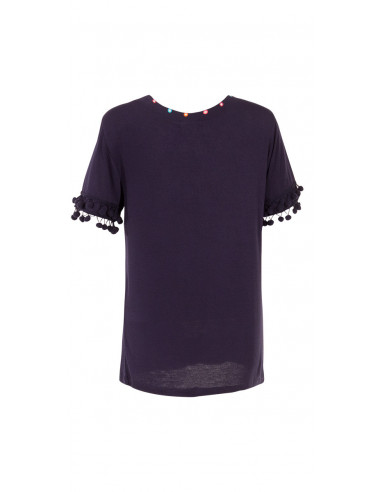 TShirt Dentelle Et Pompons