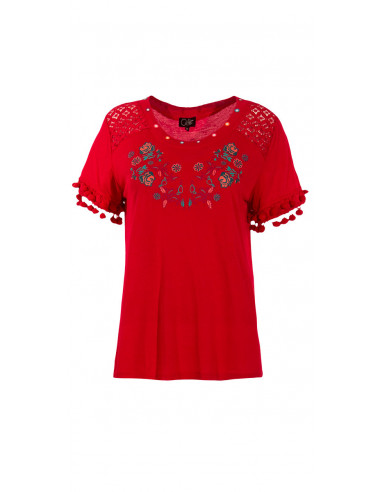 TShirt Dentelle Et Pompons