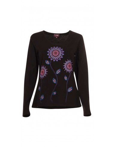 Tee Shirt 95% Coton 5% Elasthanne Fleurs