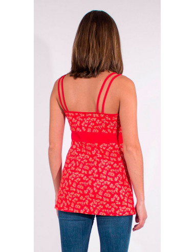 Tee shirt 97% cotton 3% elastane straps in eclat print