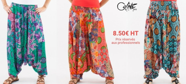 What are the advantages of working with Coline to find affordable harem pants and pareos?